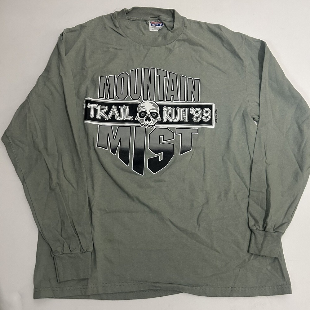 Vintage 1999 Hanes Beefy T Mountain Mist 50K Trail Race Men Large Long Sleeve